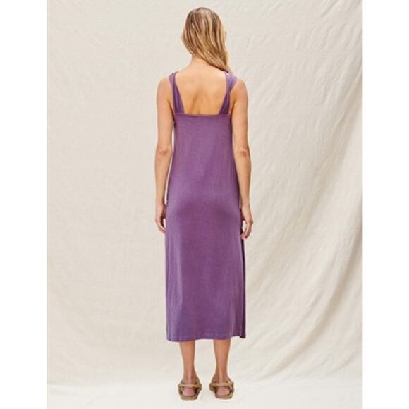 Anthropologie Sundry Keyhole Midi Light Jersey Cotton Knit Dress Purple Small - Picture 11 of 12